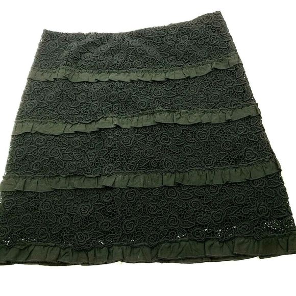 INC Skirt Black Lace A-Line Miniskirt 8 Boho International Concept Tiered Ruffle - Picture 3 of 7